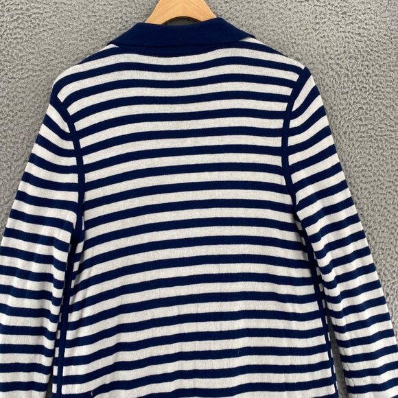Chicos Sweater Womens 1 US Medium Blue Striped Cardigan Reversible Open Front - Picture 4 of 10